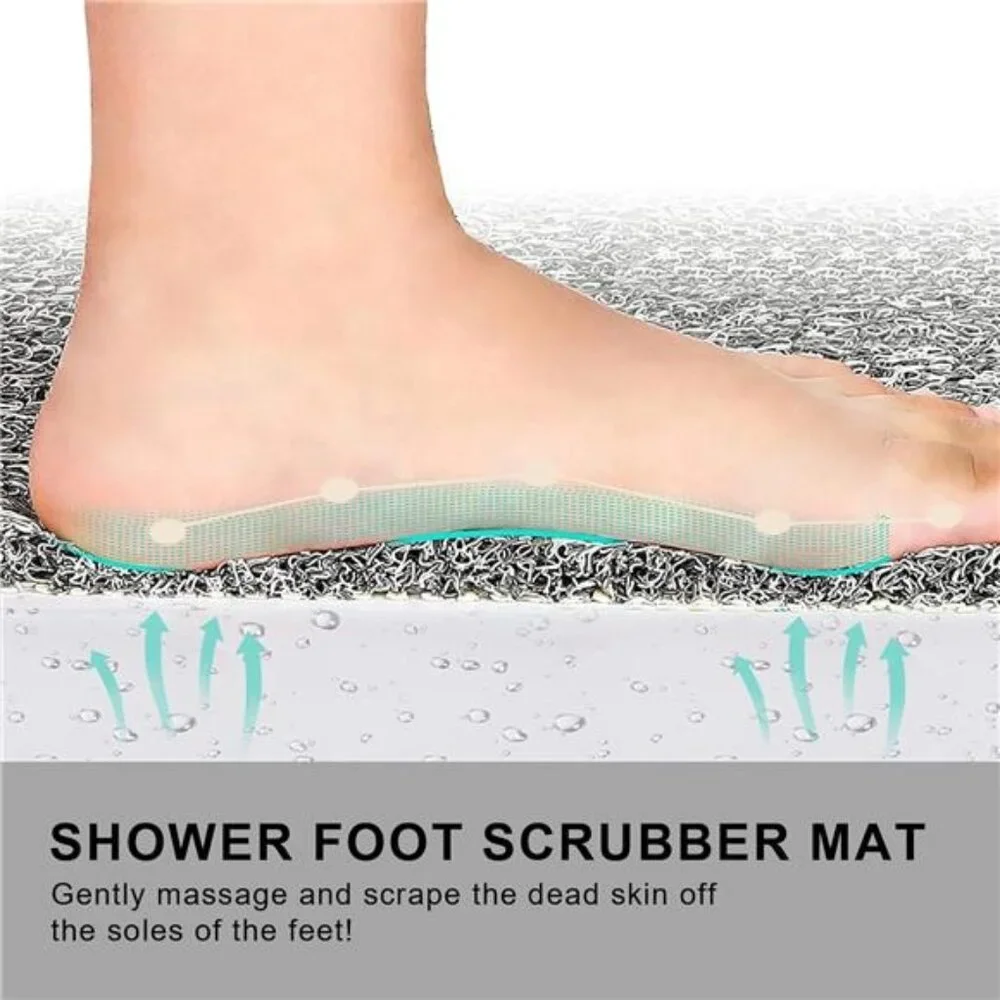 Non Slip Bathtub Mat Extra Thick Loofah Shower Bath Mat Quick Dry Grey